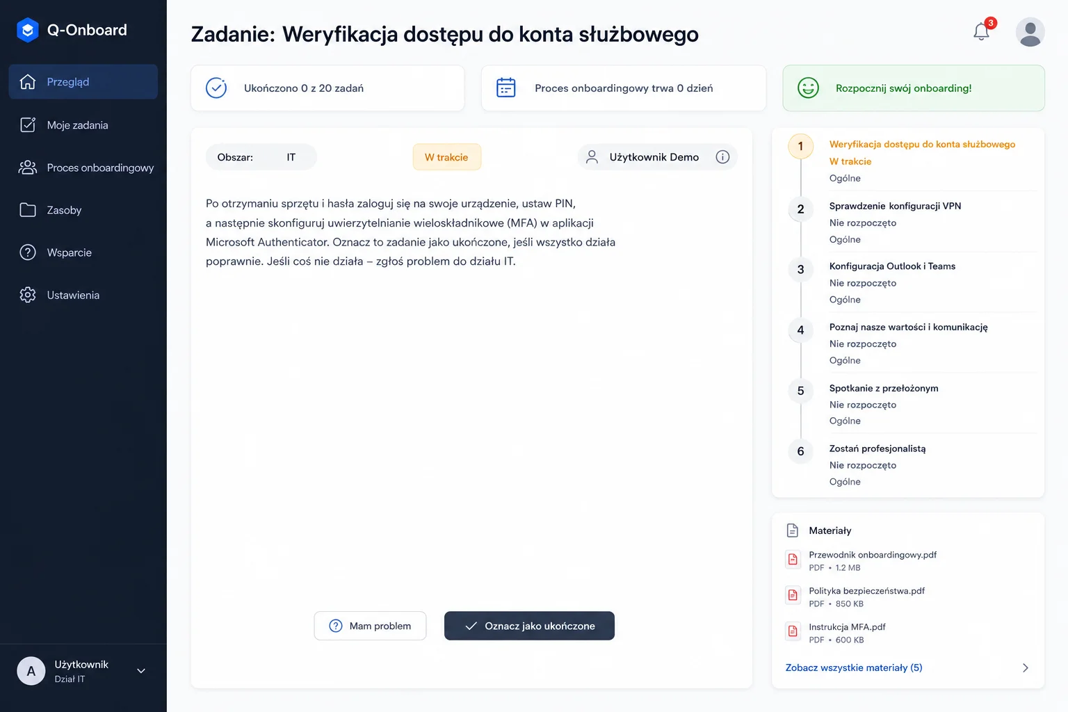 Przykład aplikacji onboardingowej Power Apps